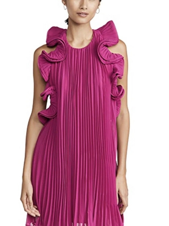 AMUR Dresses & Skirts - AMUR Pleated Backless Ruffle Dress